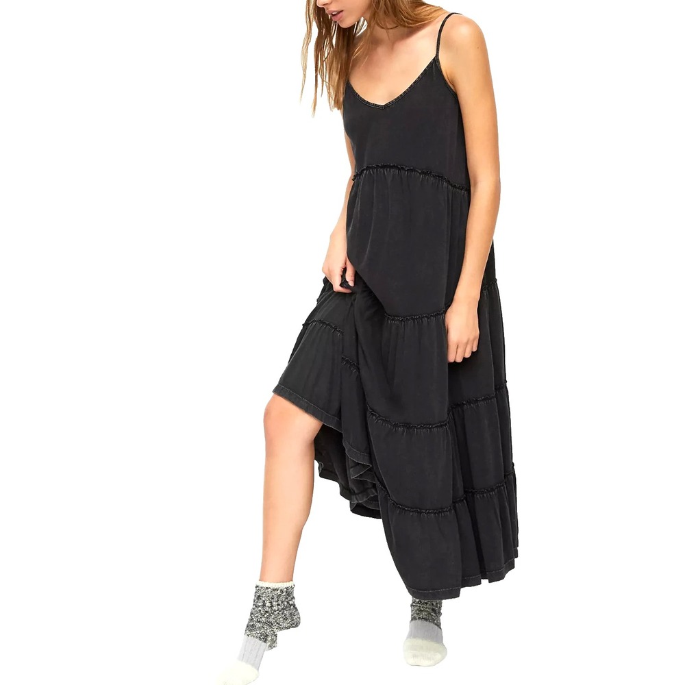 Saturday Sunday Anthropologie Medium Dress Henri Tiered Mini Sleeveless Gray